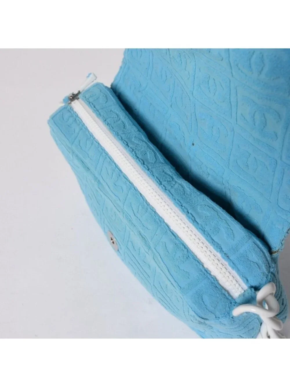 Chanel Sports Line Plastic Chain Shoulder Bag CC Logo Pile Blue White Choco